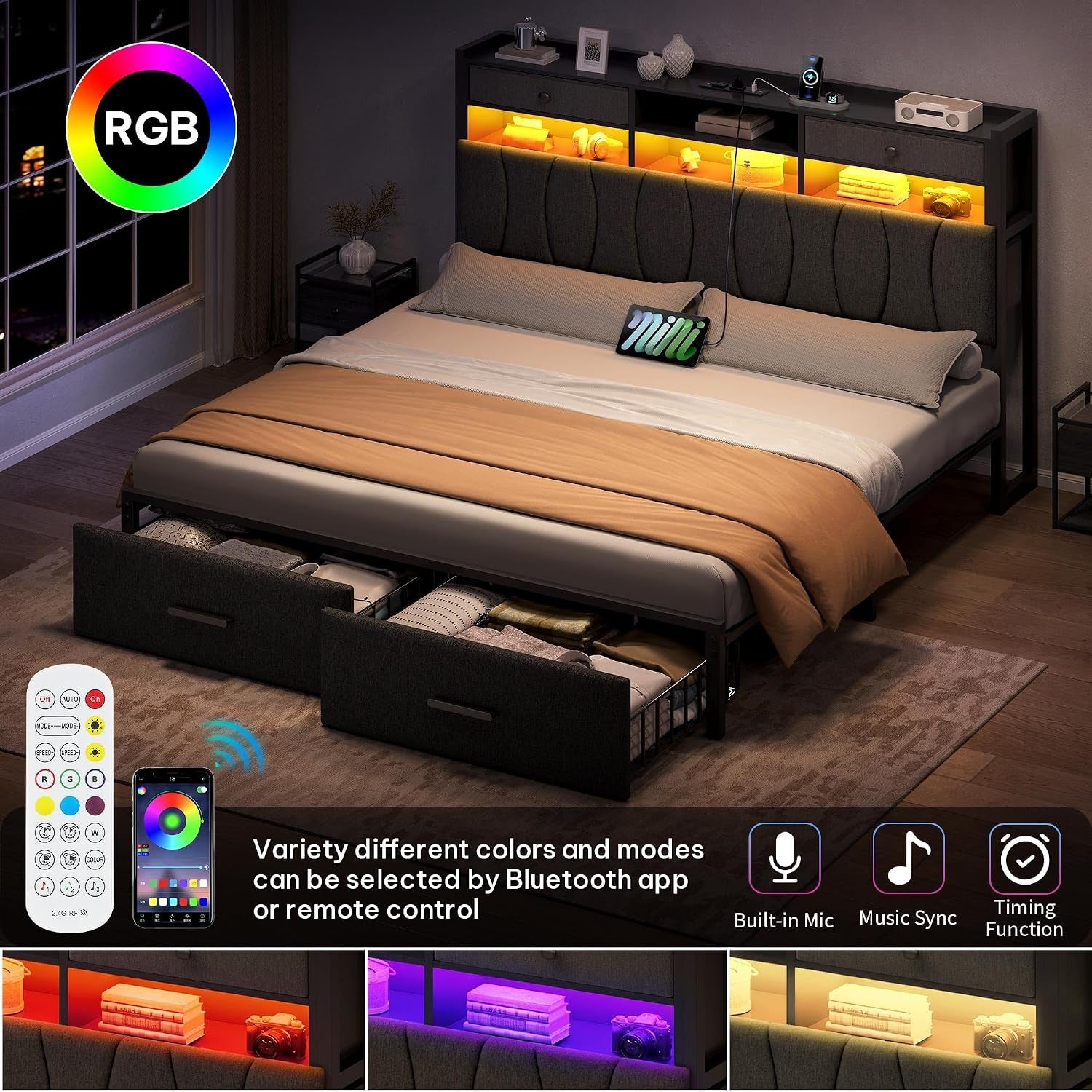king-size-bed-frame-with-2-storage-drawers-and-charging-station