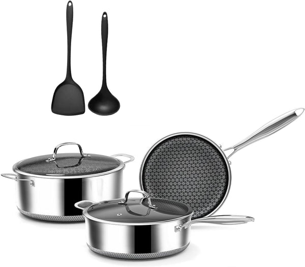 7-Piece 5 Ply Stainless Steel Cookware Set with Lids, Pots and Pans Set Non Stick, Non-Toxic, for Induction, Oven, Dishwasher Safe, RV Essentials, Kitchen Appliances1