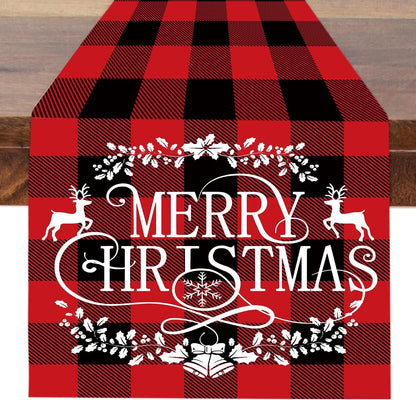 Red and Black Buffalo Plaid Christmas Table Runner Winter Christmas Holiday Linen Table Runner Dining Table Home Party Decoration 13 X 72 Inch1