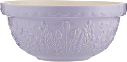 in the Meadow S24 Mixing Bowl, 2.15 Quart Mixing Bowl, Embossed Floral Tulip Design, Durable Ceramic Bowl for Baking Bread Dough, Cake Batter, Cookies & Kitchen Serving Bowl1