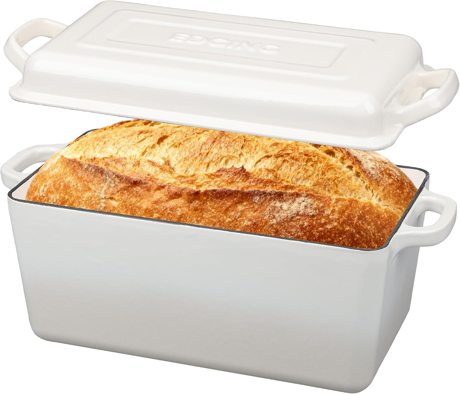 enameled-cast-iron-dutch-oven-oblong-bread-oven-for-sourdough-bread-baking-baking-pan-dual-handles-oven-safe-4-quart-white