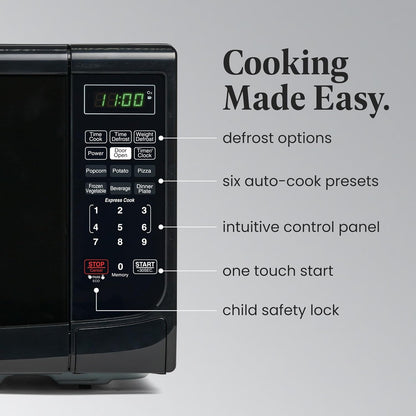 0.7 Cu. Ft. Countertop Microwave Oven – 700 Watts Power, Auto Cook Settings, Defrost, Easy Clean and Child Safety Lock - Black3
