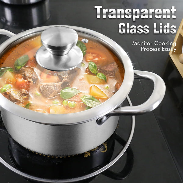 ™ Hybrid Nonstick 6 Quart Stainless Steel Stockpot with Glass Lid, Induction Stock Pot with Honeycomb Carving, Non-Stick Soup Pot Compatible with All Cooktops, Non-Toxic, Dishwasher & Oven Safe6