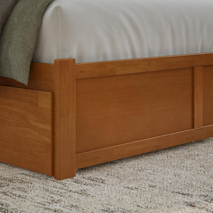 , Mission King Platform Bed with Footboard & Trundle, Light Toffee9
