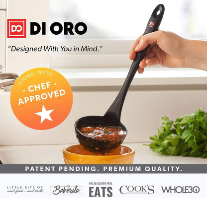 DI ORO Silicone Ladle - Soup & Serving, 600F Heat Resistant, Black6