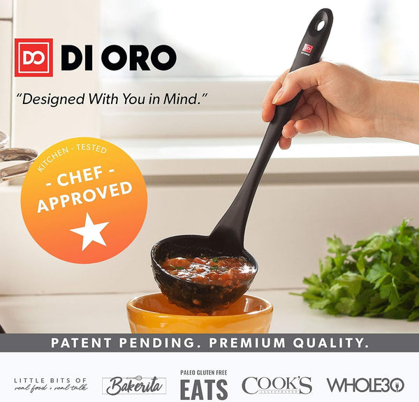 DI ORO Silicone Ladle - Soup & Serving, 600F Heat Resistant, Black6
