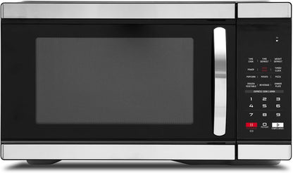 Countertop Microwave Oven 1000 Watts, Digital Ovens 1.1 Cu. Ft with 10 Power Levels, 6 One-Touch Presets, Express Cooking, Eco Mode, Child Lock, Easy Clean, Large Capacity, Stainless Steel Black1