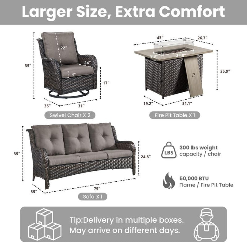 4-pieces-brown-wicker-patio-furniture-set-with-fire-pit-swivel-chairs-grey