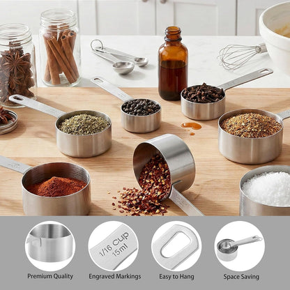 Measuring Cups Set, 18/8 Stainless Steel 8-Piece Metal Measuring Cups, Professional Measuring Cups for Home Kitchen Baking and Cooking.3