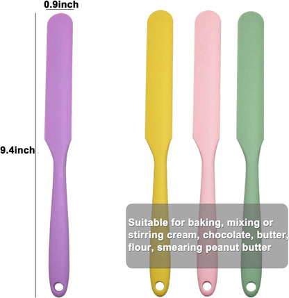 3 Pieces Large Silicone Measuring Cups Flexible Chocolate Melting Cups with 4 Pieces Silicone Jar Spatulas for Home Baking3