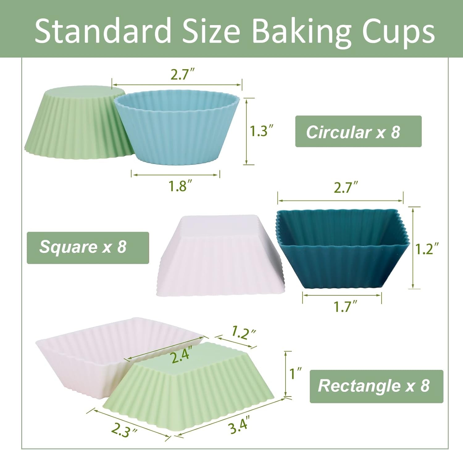 24pack-silicone-muffin-cups-reusable-cupcake-liners-molds-for-baking-3-shapes-lunch-box-bento-dividers-round-square-and-rectangular-neutral-colors-regular-size