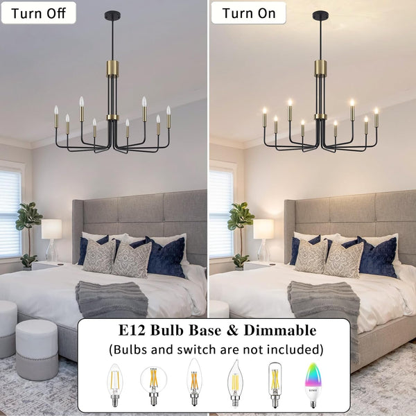 Black and Gold Chandelier 8 Light Modern Chandeliers Ceiling Lights4