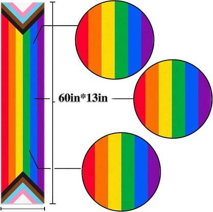 Rainbow Table Runner Rustic June Pride Month LGBTQ+ Party Decoration Linen Farmhouse Home Dining Room Kitchen Table Decor (13" X 60")5