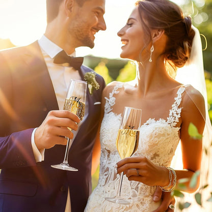 Mr. & Mrs. Champagne Flute Set, Wedding Decor - His and Hers, Wedding Toasting Glasses for Engagement Celebrations, Bridal Shower and Registry Idea, Tall Wine Glasses for Bride and Groom Gifts7