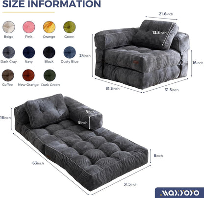 Folding Sofa Bed, Convertible Chair Bed with Pillow2