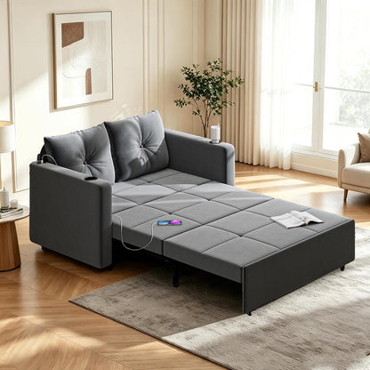 3 in 1 Pull Out Couch, 56" Convertible Sofa Bed, Velvet Sleeper Sofa1