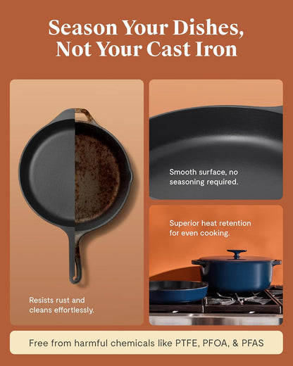 Caraway Enameled Cast Iron Oval Dutch Oven | 8.5 Qt Dutch Oven with Lid, 3 Layer Enamel Coating, No Seasoning Required, Compatible with All Stovetops, Safe, Rust5