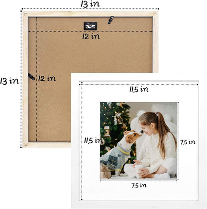 12X12 Solid Wood Picture Frame,Real Glass,Mat 8X8,White7
