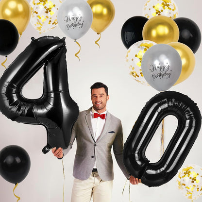 40Th Birthday Decorations for Men Women, 40 Inch 40 Balloon Numbers, 18 Pcs 12 Inch 40Th Birthday Decoration Balloons for 40Th Men Women Birthday Anniversary Party Decoration5
