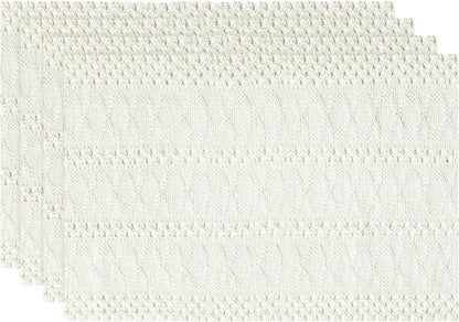 Beige Farmhouse Woven Rustic Hollow Placemats Set of 4,12X18 Inch Seasonal Holiday Table Mats Party Kitchen Dining Decoration1