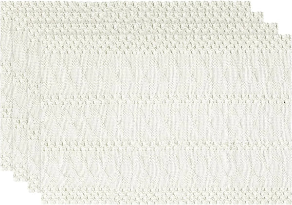 Beige Farmhouse Woven Rustic Hollow Placemats Set of 4,12X18 Inch Seasonal Holiday Table Mats Party Kitchen Dining Decoration1
