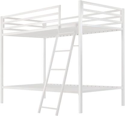 Bunk Bed Twin over Twin Size with Ladder and Guardrail,White8