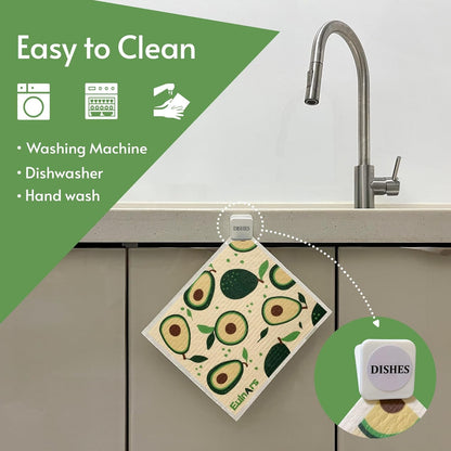 Swedish Dishcloths for Kitchen, 8 Pack Reusable Paper Towels with Clips, Non-Scratch Swedish Kitchen Towels, Super Absorbent Cellulose Sponge Cloths, Dishwasher Safe, No Odor2