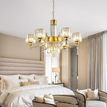 7-Light Modern Large Crystal Chandelier Gold Adjustable Hanging Pendant Light Vintage Farmhouse Ceiling Light Fixture for Living Room Dining Room Bedroom Foyer Entryway Staircase5