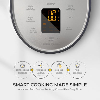 CUCKOO Micom Fuzzy Logic Rice Cooker, 6-Cup Cooked, Gray, CR-0375FG | Small 3-Cup Uncooked Capacity, Nonstick Inner Pot, 9 Cooking Modes, Quick White Rice in 26-28 Minutes, Auto Clean6