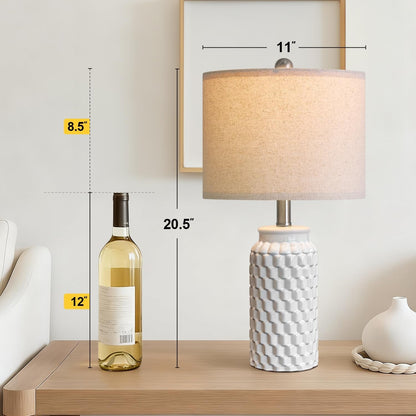 20.5" White Modern Ceramic Bedside Lamps Set of 2, Small Table Lamp for Bedroom Decor Farmhouse Nightstand Lamp for Living Room Office4