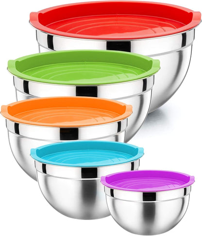 Metal Mixing Bowls with Lids Set, Airtight Lids & Multicolor1