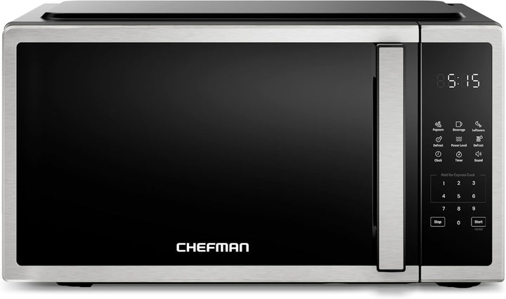 Compact Countertop Microwave, 0.7 Cu Ft, 700W, Stainless | 10 Power Levels, 3 One-Touch Presets, +30 Second Button, Time & Weight Defrost, Mute Option, Child Safety Lock, Digital Timer
