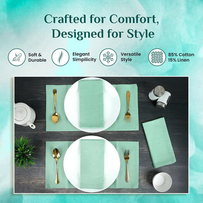 Cloth Dinner Napkins Set of 12, 85% Cotton 15% Linen, Reusable, 18X18 Inch2