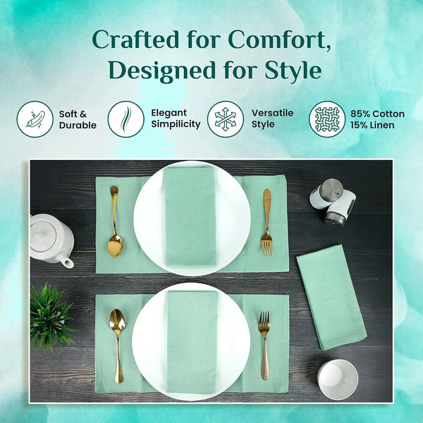 Cloth Dinner Napkins Set of 12, 85% Cotton 15% Linen, Reusable, 18X18 Inch2