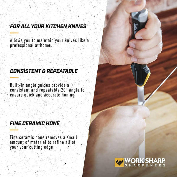 Kitchen Ceramic Honing Rod - Angle Guided - for Chef, Santoku, Paring, & Serrated Knives Black4