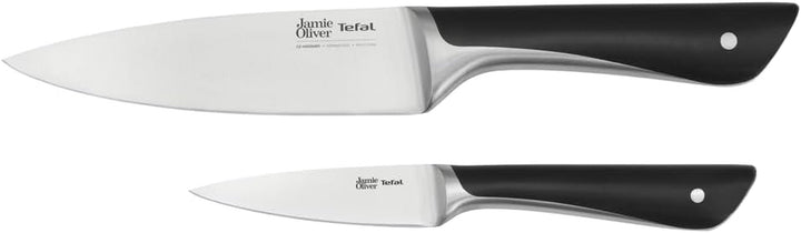 Tefal Jamie Oliver Kitchen Knives Set, 2 Pieces, the Essential Set, German Stainless Steel K267S255, Black