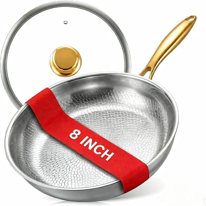 8" Titanium Pans for Cooking | Food-Grade Pure Titanium Tagine Frying Pan Pro with Lid | PFAS/PFOA/PTFE Free Nonstick Cookware | Dishwasher & Oven Safe, Induction Compatible, Butter Warmer1