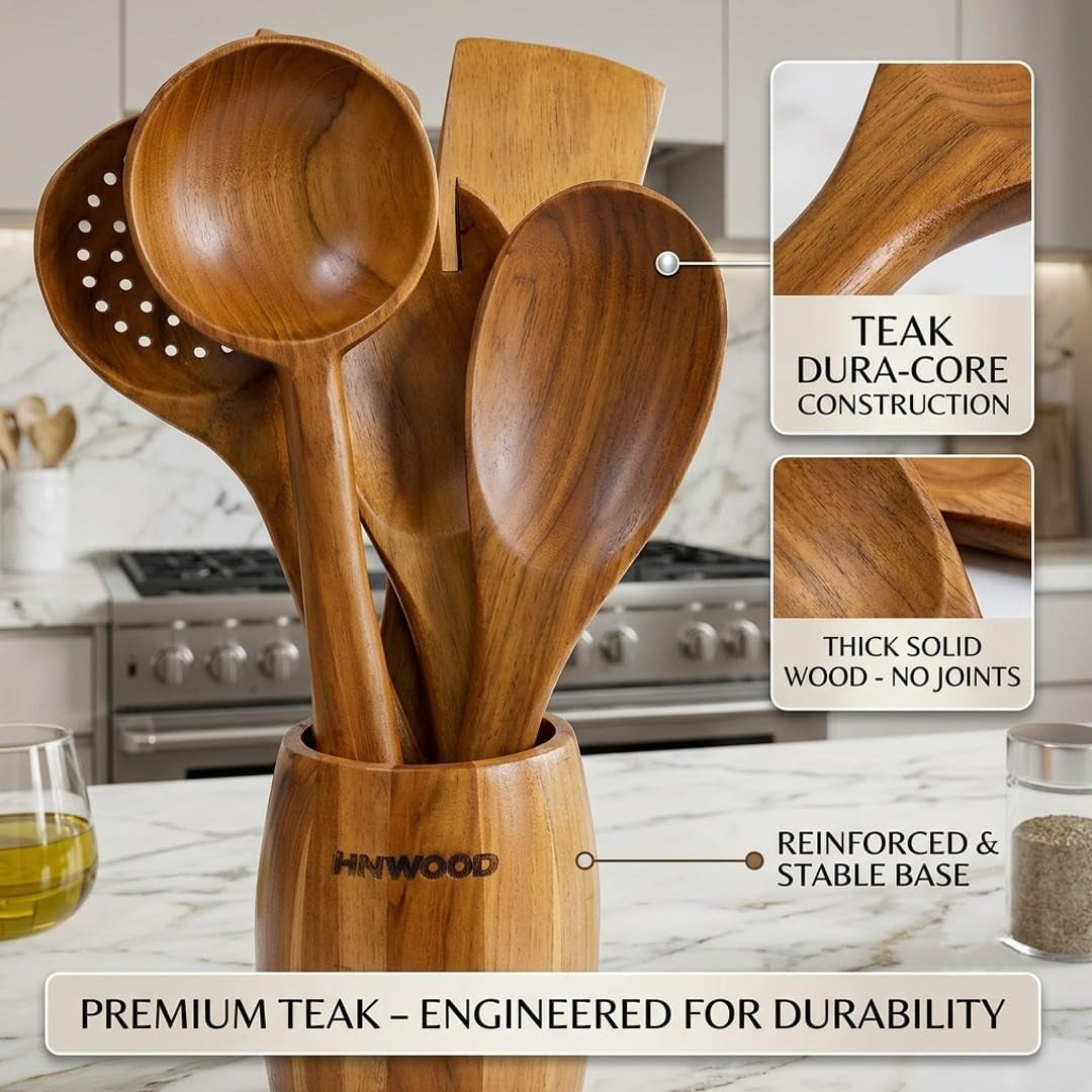 wooden-utensil-set-with-holder-teak-wood-cooking-spoons-slotted-spatula-skimmer-ladle-7-piece