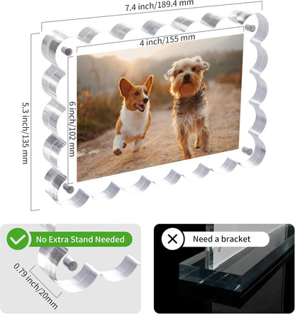 3Pack 4X6 Inch Scalloped Acrylic Picture Magnetic Frames4