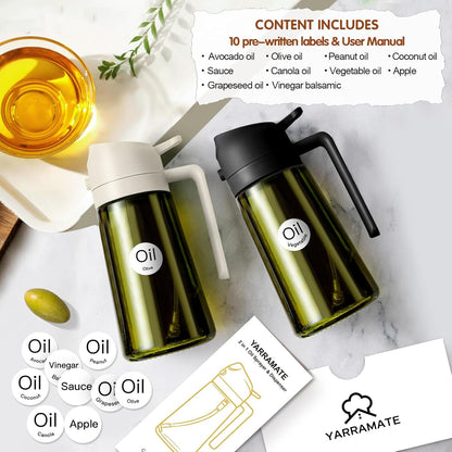 16 Oz Dark Glass Olive Oil Sprayer & Dispenser, 2-In-1, Black | Light-Blocking Dark Green Glass, Food-Grade Spray and Pour Bottle for Cooking, Air Fryer, Salad and BBQ3
