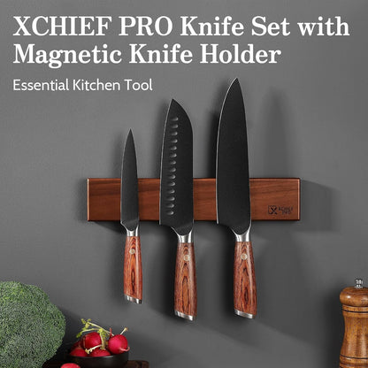 Kitchen Knife Set, 4 Pieces Japanese High Carbon Stainless Steel Chef Cooking Knife Set, Ultra Sharp Professional Chef Santoku Utility Knives (Black)2
