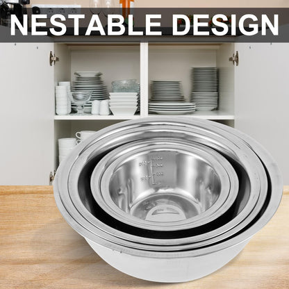 10 Pack Stainless Steel Nesting Mixing Bowl Set 5 Size (4.5, 3,2,1.5,0.7QT)6