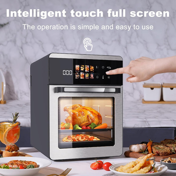 18QT Large Air Fryer Oven with Touch Screen Display, 10-In-1 Air Fry, Roast, Bake, Broil, Dry, Frozen, Proof Combo with Window, Family-Size, Multi-Function, Healthy Cooking 120V4