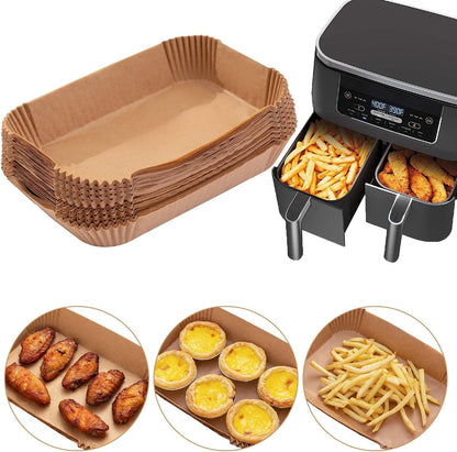 Air Fryer Disposable Paper Liner, 100PCS Food Grade Parchment Liners for Ninja DZ201, Air Fryer Accessories Baking Paper (9 * 6,Thicken Natural)1