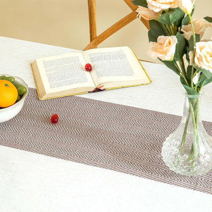 Rectangle Tablecloth Cotton Linen Waterproof Table Cloth Rustic Farmhouse Table Cover for Holiday Parties Christmas Kitchen Dining Decoration-Beige and Coffee-54 X1027