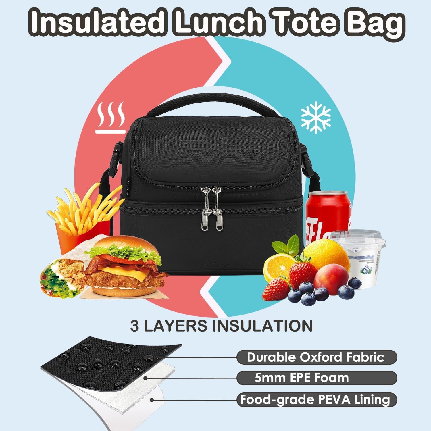 double-decker-cooler-insulated-lunch-bag-large-tote-for-boys-girls-men-women-with-adjustable-strap-black