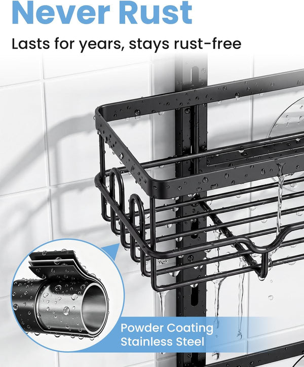 Shower Caddy Hanging, 3-Tier Hanging Shower Caddy over Showerhead & Door7