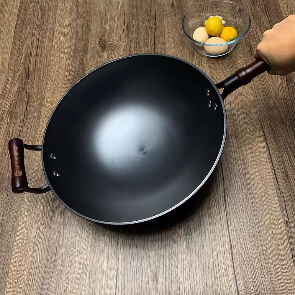 13-inch-black-cast-iron-wok-pan-round-bottom-with-wooden-handle-use-on-gas-stove-campfire-open-fire-stir-fry-physical-non-stick