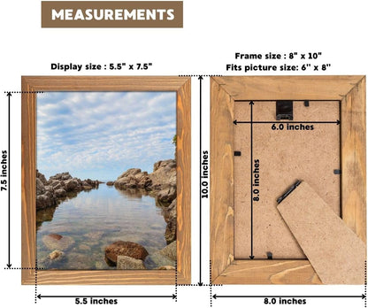 Rustic Wooden Picture Frame 6X8 Inch - Set of 2 - Natural Eco Wood with Real Glass for Wall Hanging and Table Top Display - Walnut3