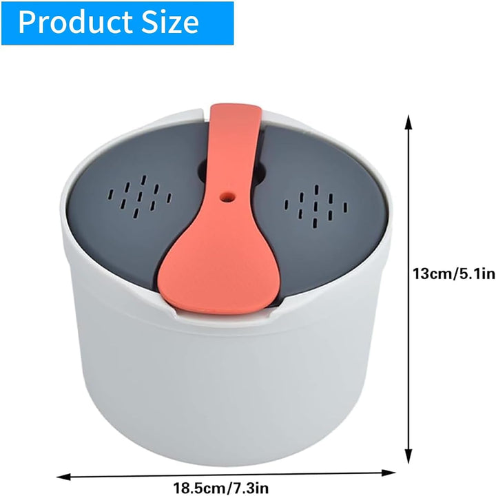 Microwave Rice Cooker, 2L Microwaveable Rice Steamer Pasta Maker with Rice Spoon Microwave Pasta Cooker for Rice, Pasta, Vegetables, Quinoa, Oatmeal, Ramen Non Stick+2